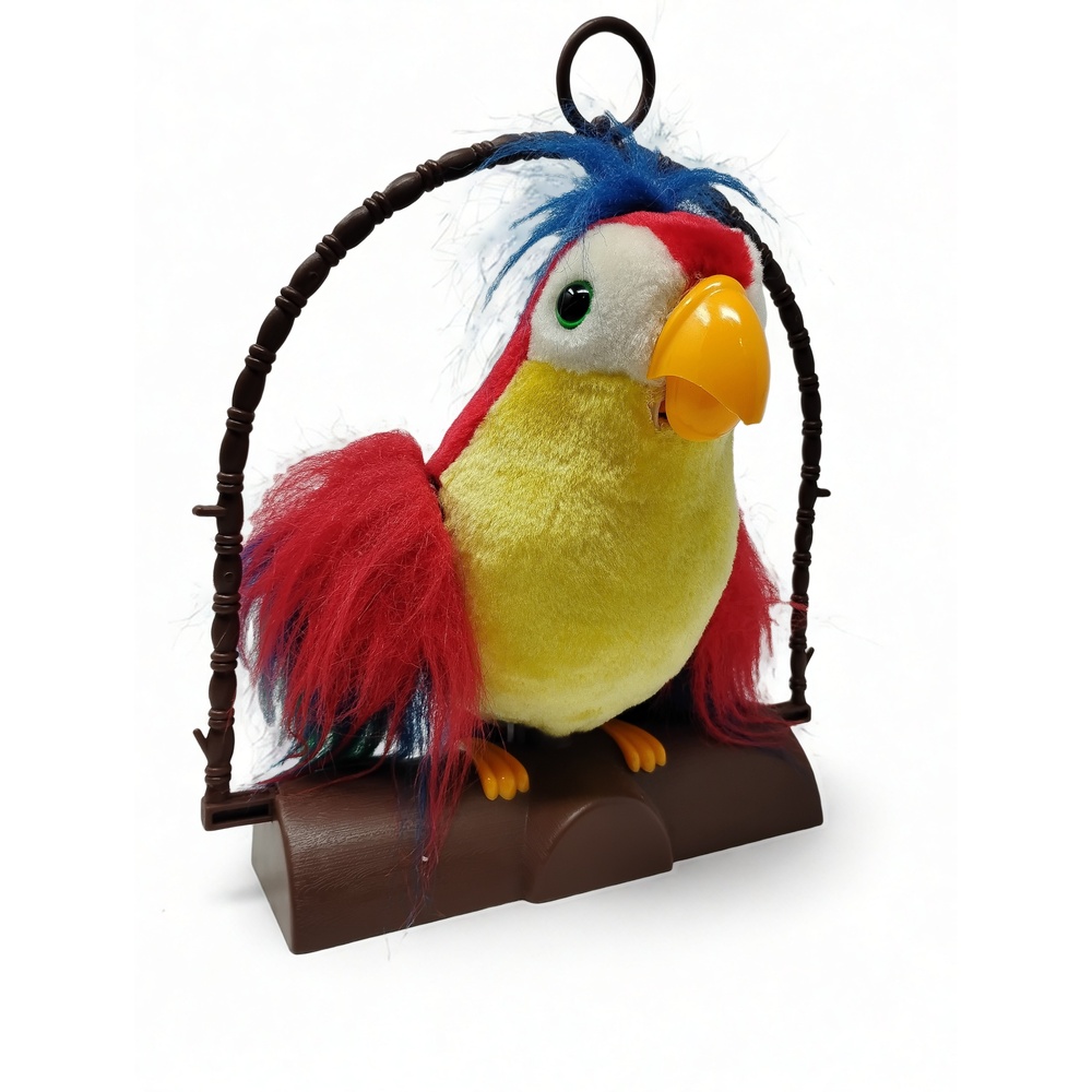 Retro 90s Gemmy Industries Animated Talking Parrot Plush Decor Toy Collectible